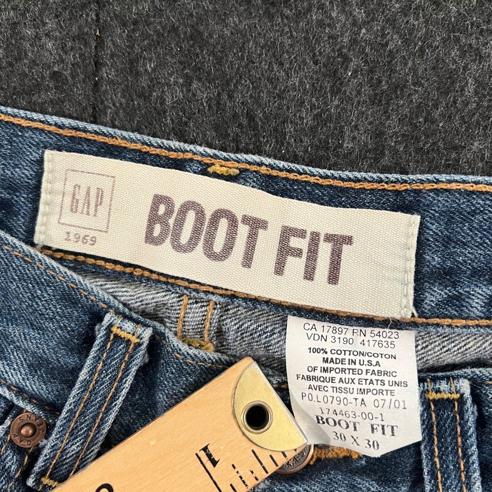 Gap 1969 Boot Fit Jeans Mens 30x30 Blue Vintage 90s Made In USA Skater Grunge - Picture 3 of 6